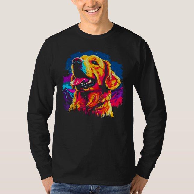 T-shirt Art Golden Retriever Dog Hiking (Devant)