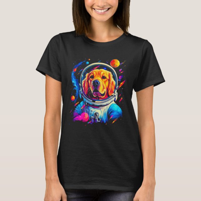 T-shirt Art Golden Retriever Dog in Space (Devant)