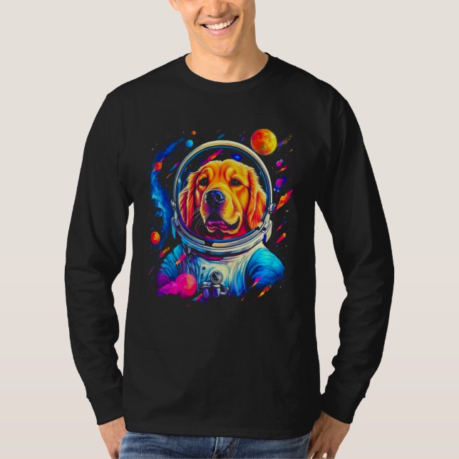 T-shirt Art Golden Retriever Dog in Space (Devant)