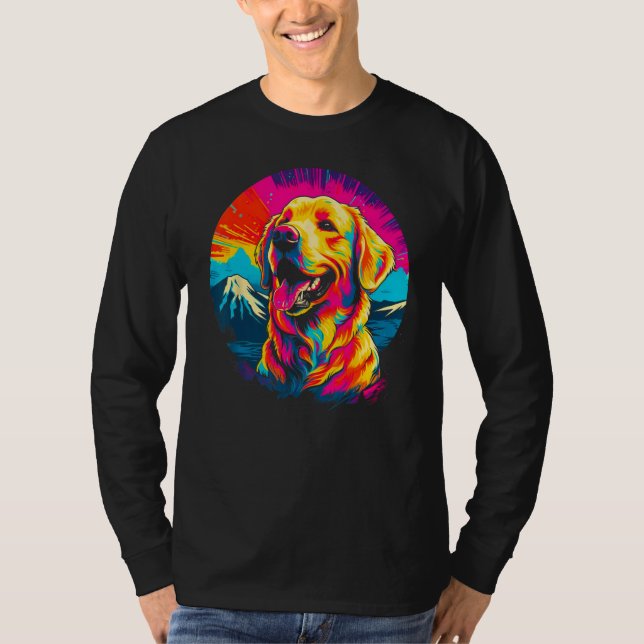 T-shirt Art Golden Retriever Dog Mountain (Devant)