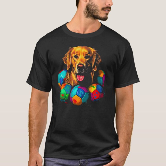 T-shirt Art Golden Retriever Dog Soccer (Devant)