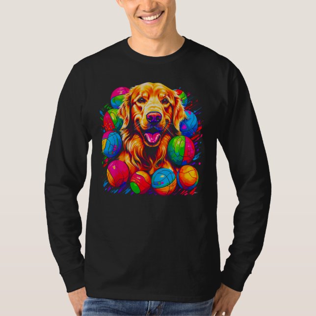 T-shirt Art Golden Retriever Dog Volleyball (Devant)