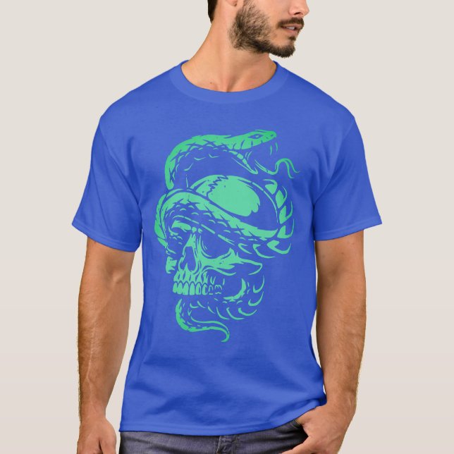 T-shirt Art gothique crâne néon et serpent (Devant)