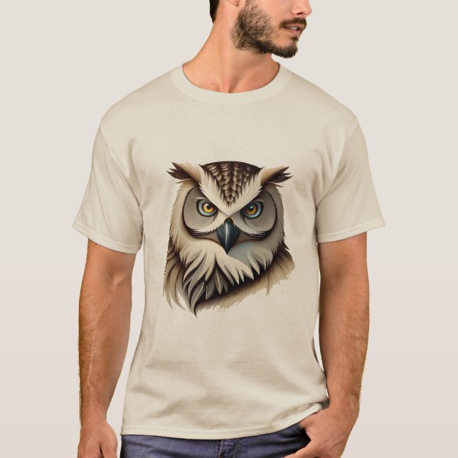 T-shirt art Grand Chouette à cornes (Devant)