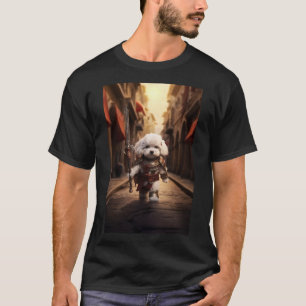T-shirt Art Imaginaire : Mini-chien maltais Bichon Armoré