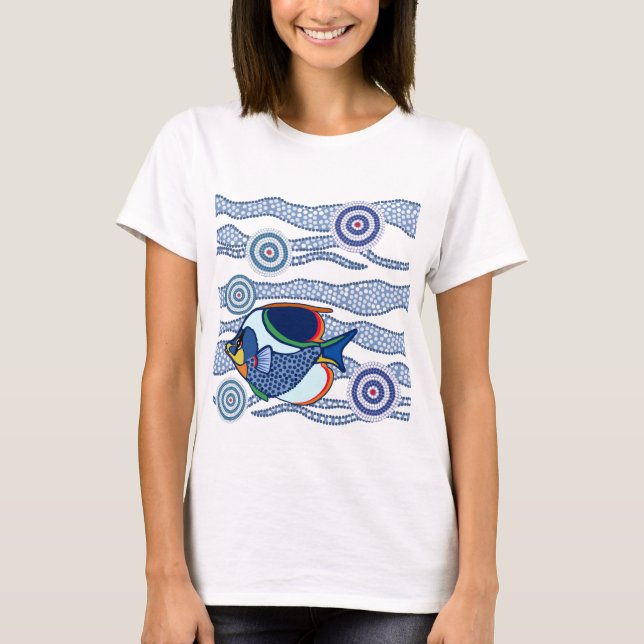 T-shirt Art indigène Fish-01 de point (Devant)