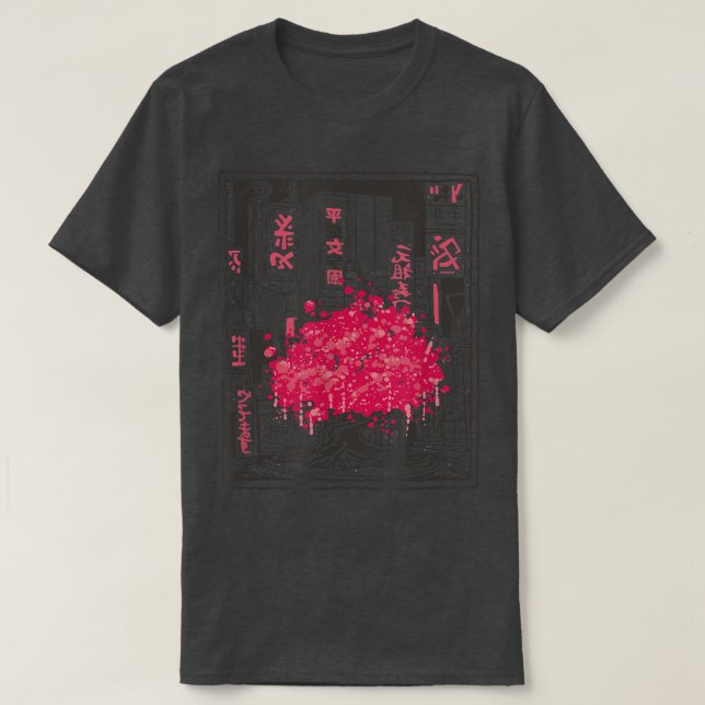 T-shirt Art japonais Kawaii Sakura Tree Katana Anime Manga (Design devant)