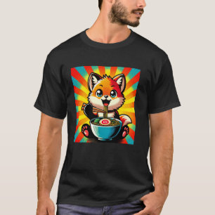 T-shirt Art Japonais Pop Amoureux de Nouilles Faune Renard