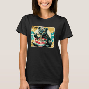 T-shirt Art japonais pop timbre-poste nouilles panthère Ra