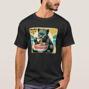 T-shirt Art Japonais Pop Timbres Nouilles Panthère Ramen