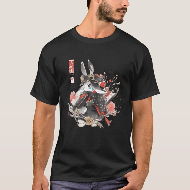 T-shirt Art japonais Rabbit Ninja Ukiyo e Anime Style Samu (Devant)