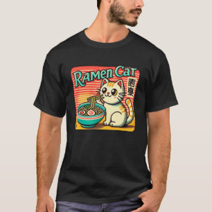 T-shirt Art japonais rétro faune amoureux de nouilles mign