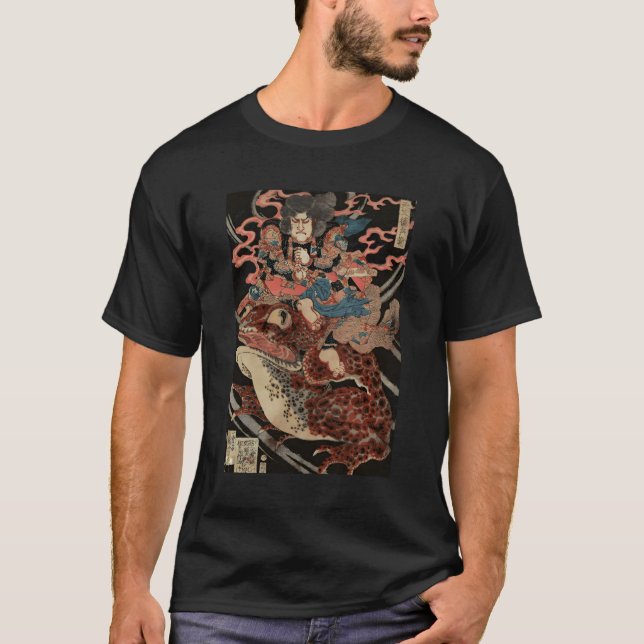 T-shirt Art Japonais Rétro Samurai Riding Giant Toad V (Devant)