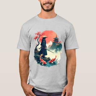 T-shirt Art japonais – Samouraï dans le jardin