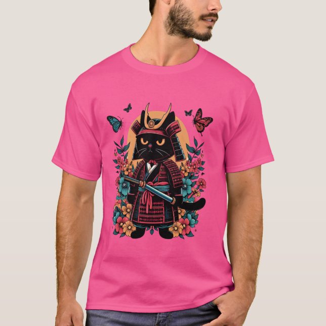 T-shirt Art japonais Samurai Ninja Black Cat Warriors (Devant)