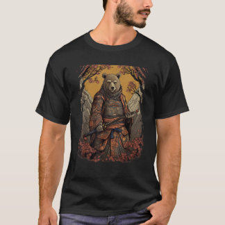 T-shirt Art japonais vintage Samurai Grizzly ours T shirt