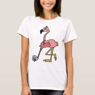 T-shirt Art jouant au golf de Flamant rose rose drôle
