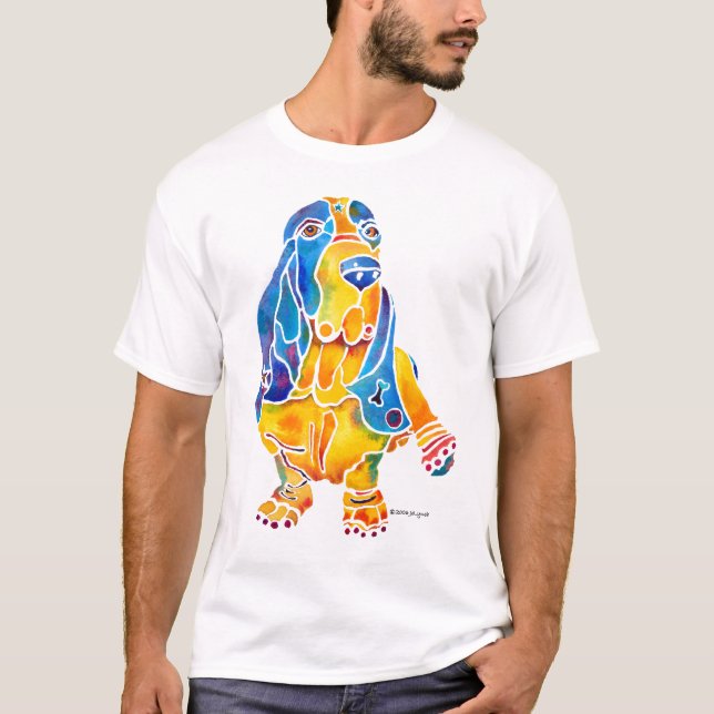 T-shirt Art lunatique de Basset Hound (Devant)