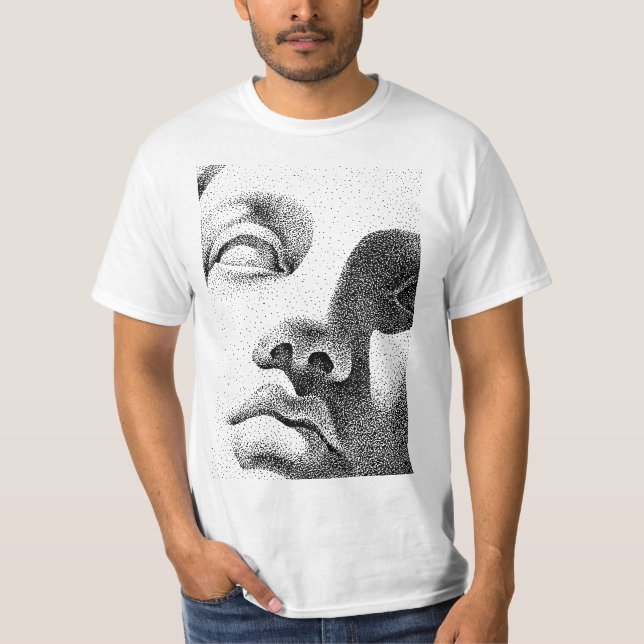 T-shirt Art matriciel à points : Visage de marbre classiqu (Devant)