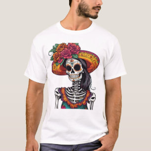 T-shirt Art mexicain Catrina Skeleton