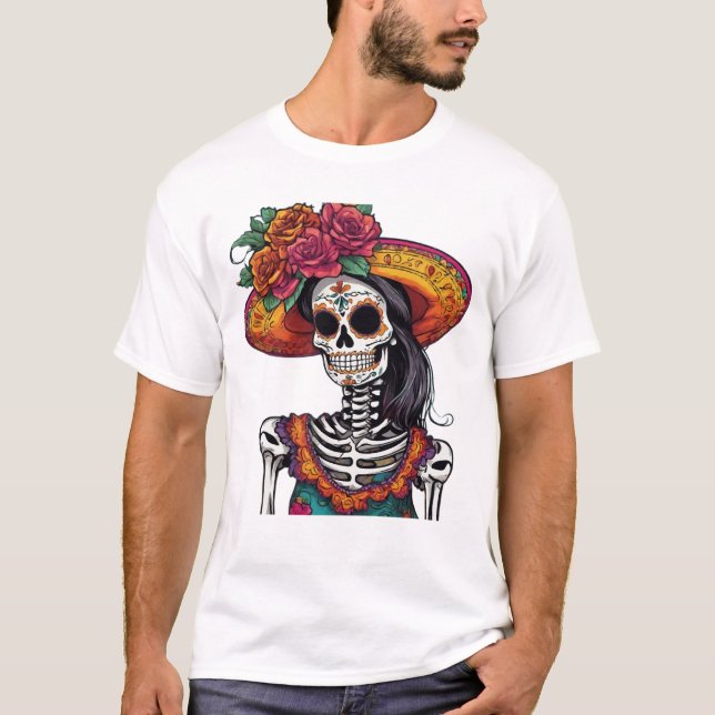 T-shirt Art mexicain Catrina Skeleton (Devant)