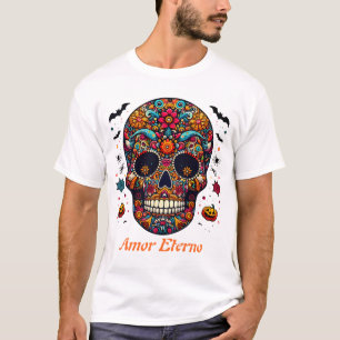 T-shirt Art mexicain traditionnel de crâne de sucre Hallow