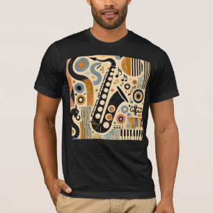 T-shirt Art minimaliste du milieu du siècle du jazz Saxoph