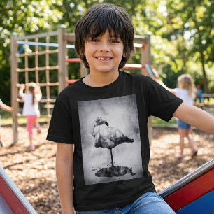 T-shirt Art moderne à l'aquarelle flamant rose noir et bla