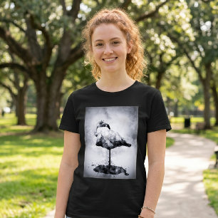 T-shirt Art moderne au lavis d'aquarelle noir et blanc de