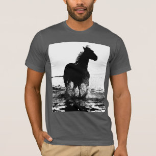 T-shirt Art moderne Black White Pop Running Horse Hommes