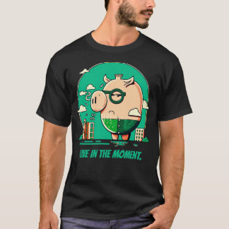 T-shirt Art moderne toon Cochon Live in the Moment
