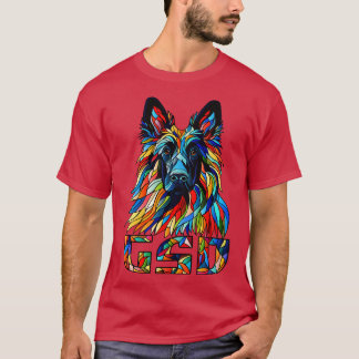 T-shirt Art Mosaïque coloré berger allemand