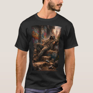 T-shirt Art mural de graffiti de la vie urbaine dans la ru