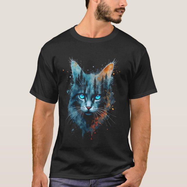 T-shirt art mystique de chat (Devant)