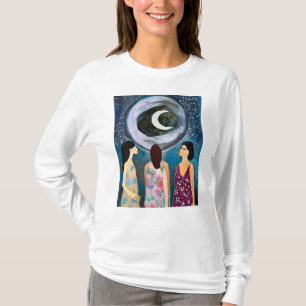 T-shirt Art Mystique   Femmes regardant la Lune