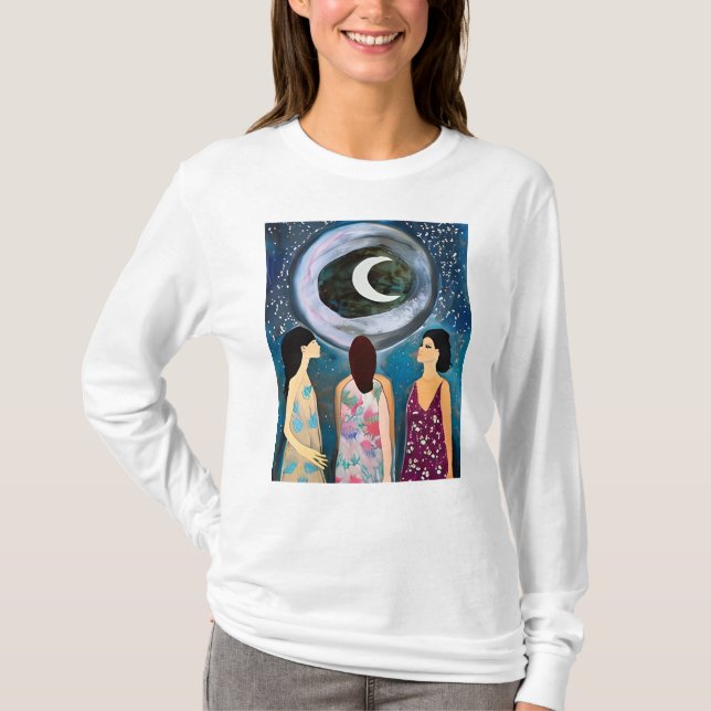 T-shirt Art Mystique | Femmes regardant la Lune (Devant)
