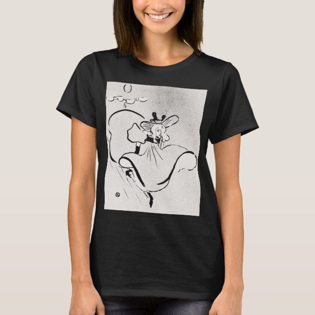 T-shirt Art noir et blanc Jane Avril par Toulouse Lautrec (Devant)