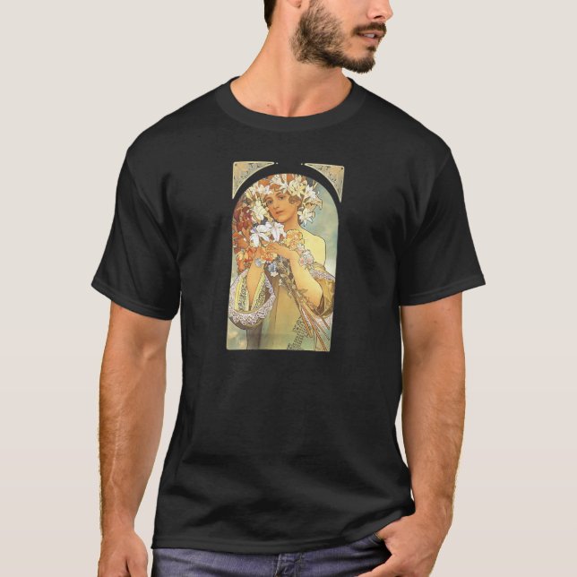 T-shirt Art Nouveau - Alphonse Mucha "fleur " (Devant)