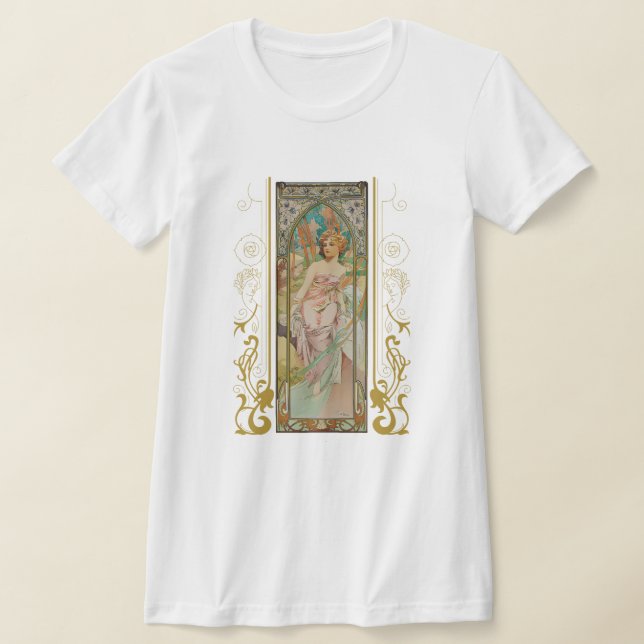 T-shirt Art Nouveau Alphonse Mucha - Réveil matinal (Poser)