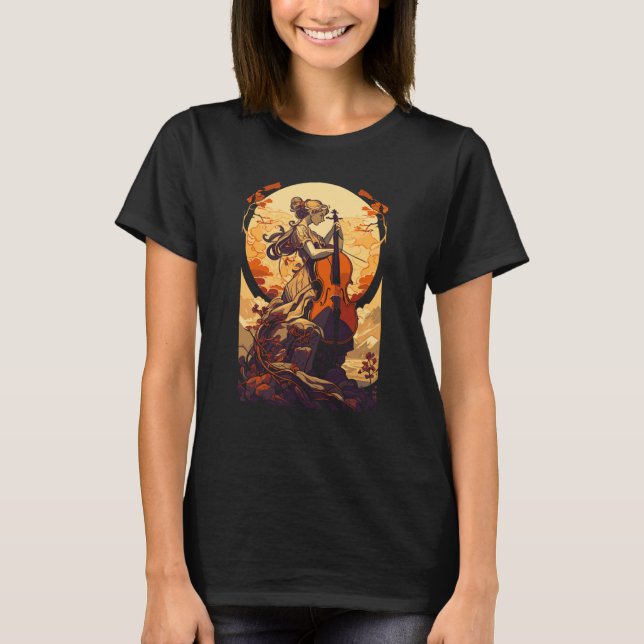 T-shirt Art Nouveau Cello Girl Beautiful Cello Player (Devant)
