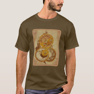 T-shirt Art Nouveau Floral Design Vieilli