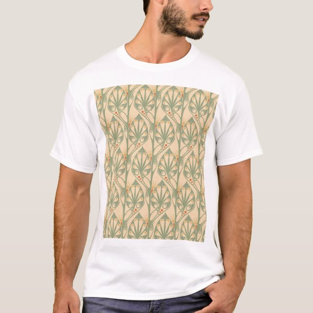 T-shirt Art Nouveau, Retro Fond d'écran design. (Devant)