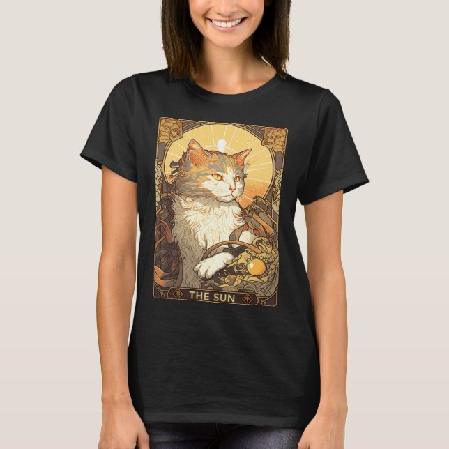 T-shirt Art Nouveau The Sun Tarot Card Cat Taro (Devant)