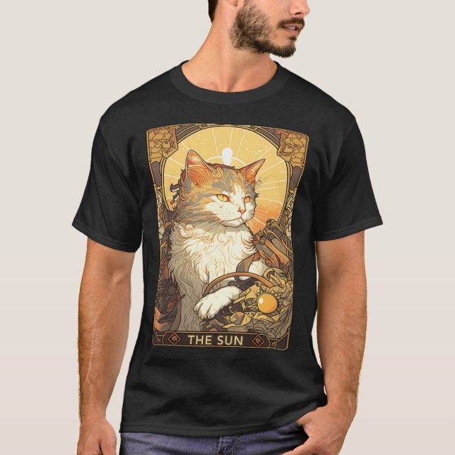 T-shirt Art Nouveau The Sun Tarot Card Cat Taro (Devant)
