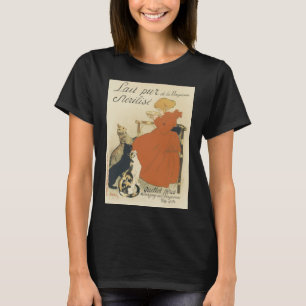 T-shirt Art Nouveau victorien vintage, Fille avec chats au