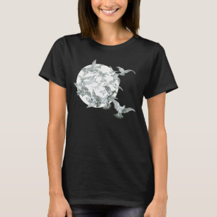 T-shirt Art Nouveau vintage troupeau d'oiseaux avec pleine