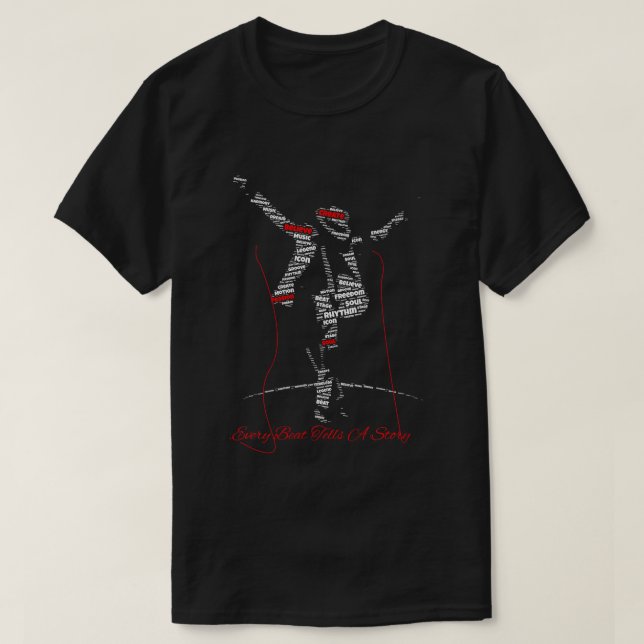 T-Shirt Art Nuage de Mots de Danse | Chaque Battem (Design devant)