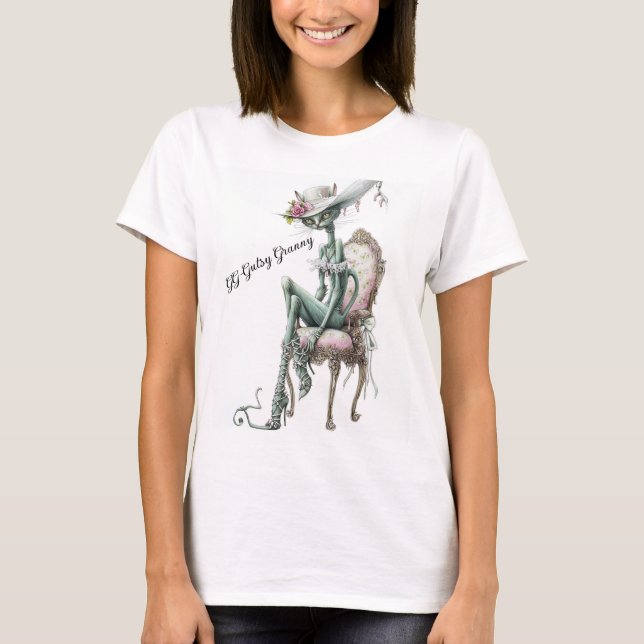 T-shirt Art numérique d'une grand-mère sassy comme un chat (Devant)