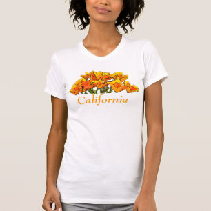 T-shirt Art numérique Orange California Poppies avec texte