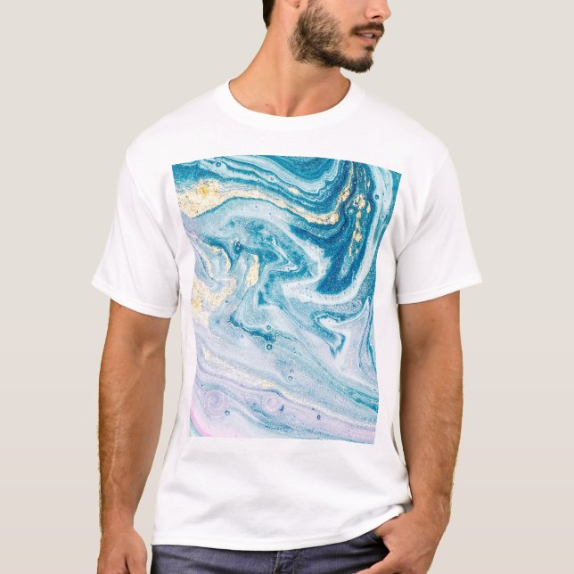 T-shirt Art Océanique : Fissures D'Agate De Marbre. (Devant)